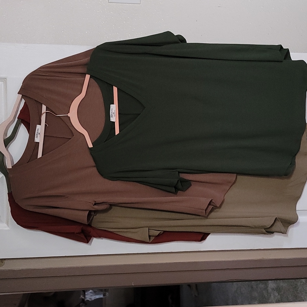 Lot of 4 Plus Size 2X Zenana Shirts Fall Colors